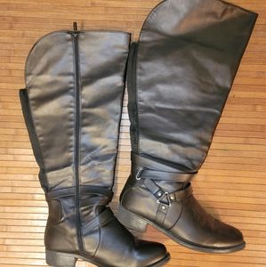 Women's 12W Tall Black Boots Extra Wide Calf